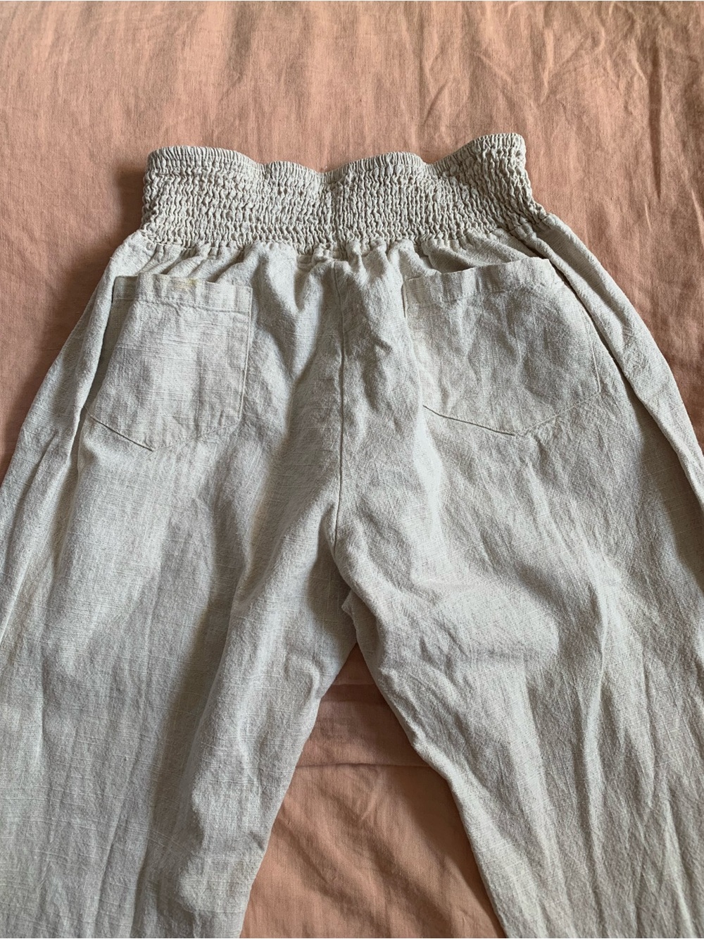 Emme Mama Transitional Maternity Pants Cream 100% Linen, large tall - Picture 7 of 10